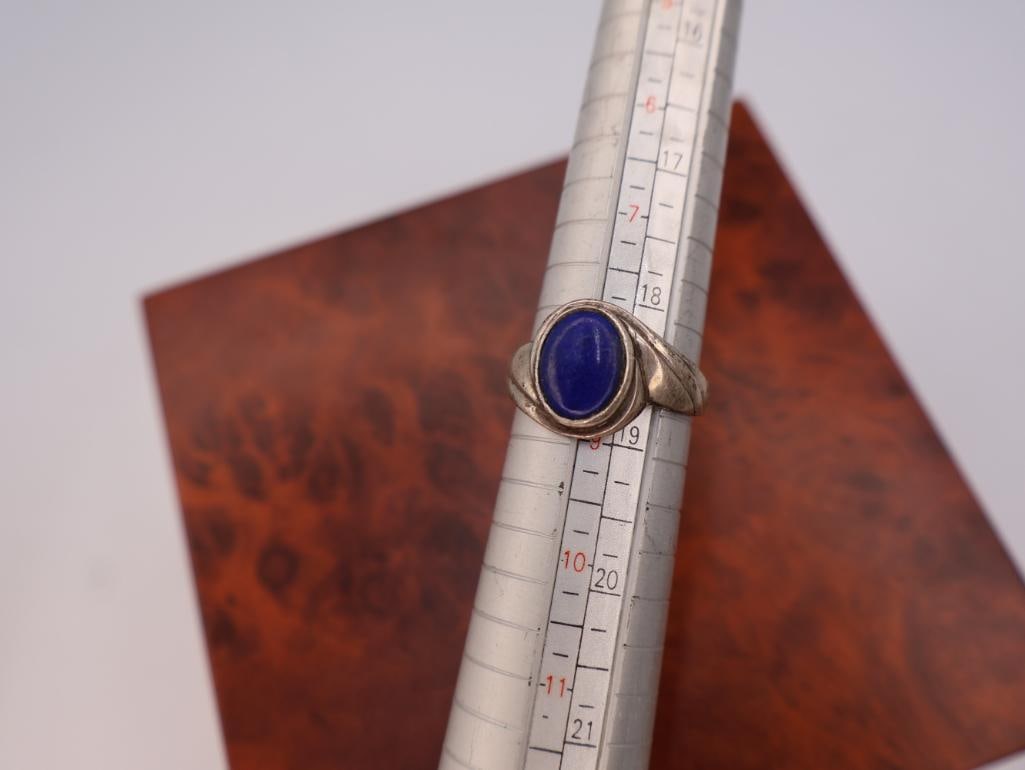 Two Sterling Silver Rings Featuring Blue and Green Gemstones - 7