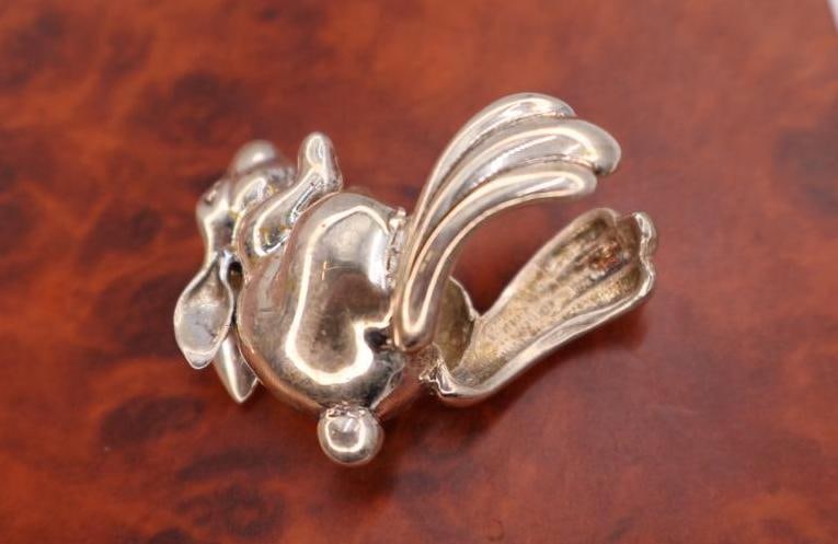 Large Unique Sterling Silver Rabbit Ring - 6