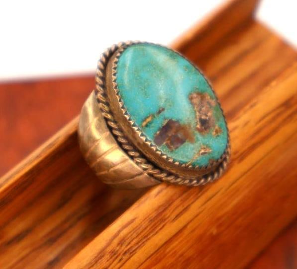 Large Turquoise Colored Stone Statement Ring - 2