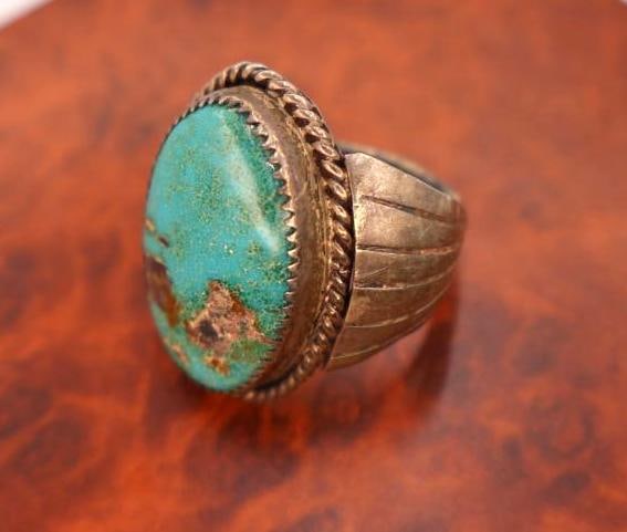 Large Turquoise Colored Stone Statement Ring - 4