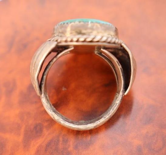 Large Turquoise Colored Stone Statement Ring - 5