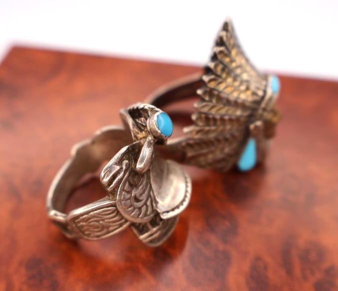 Sterling Silver Chief Head and Saddle Ring - 4