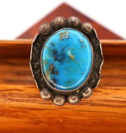Lovely Large Turquoise Colored Stone Ring - 2