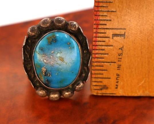 Lovely Large Turquoise Colored Stone Ring - 4
