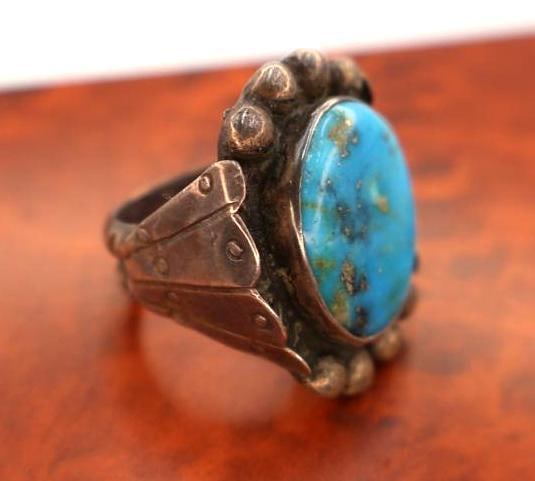 Lovely Large Turquoise Colored Stone Ring - 5