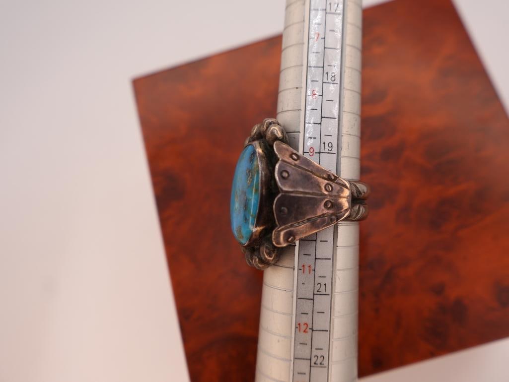 Lovely Large Turquoise Colored Stone Ring - 7