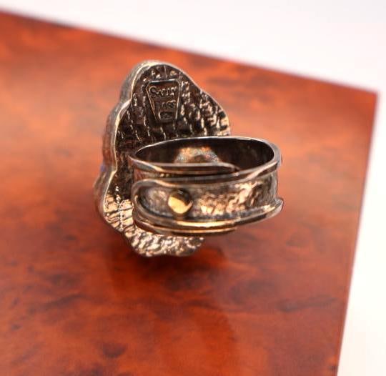 Large Lapis Lazuli Sterling Silver Bird Statement Ring by Sally Bass - 7