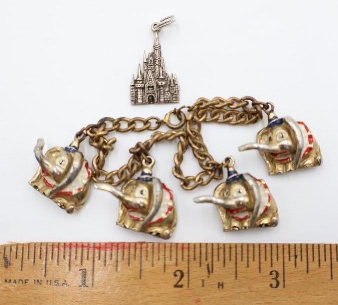 Sterling Silver Disneyland and Vintage Dumbo Charm Bracelet - 2