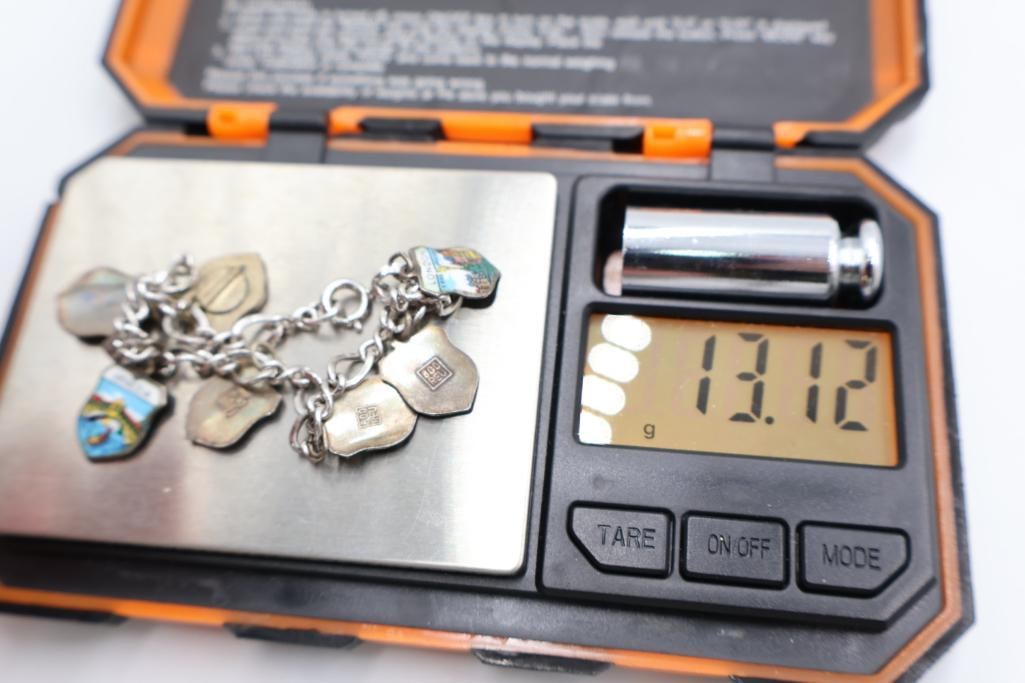 Sterling Silver Charm Bracelet and Loose Charms - 10