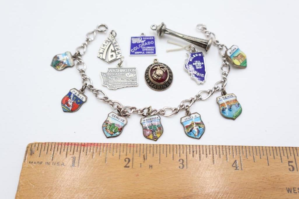 Sterling Silver Charm Bracelet and Loose Charms - 2
