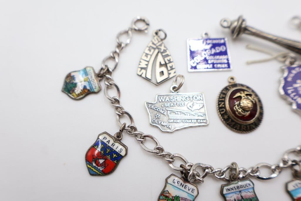 Sterling Silver Charm Bracelet and Loose Charms - 3