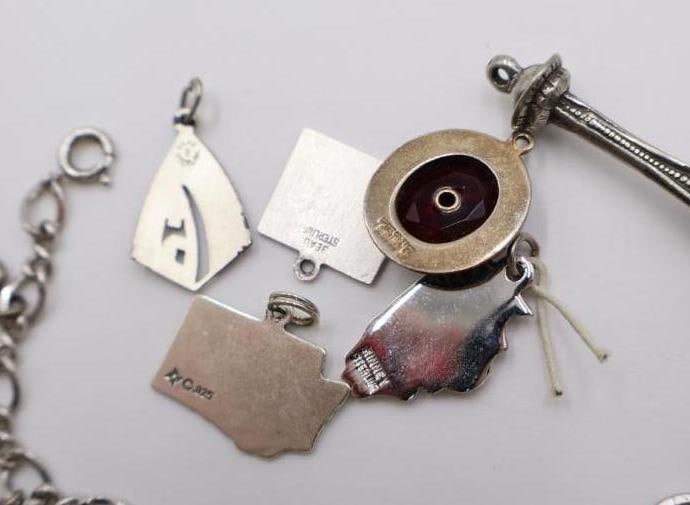 Sterling Silver Charm Bracelet and Loose Charms - 7