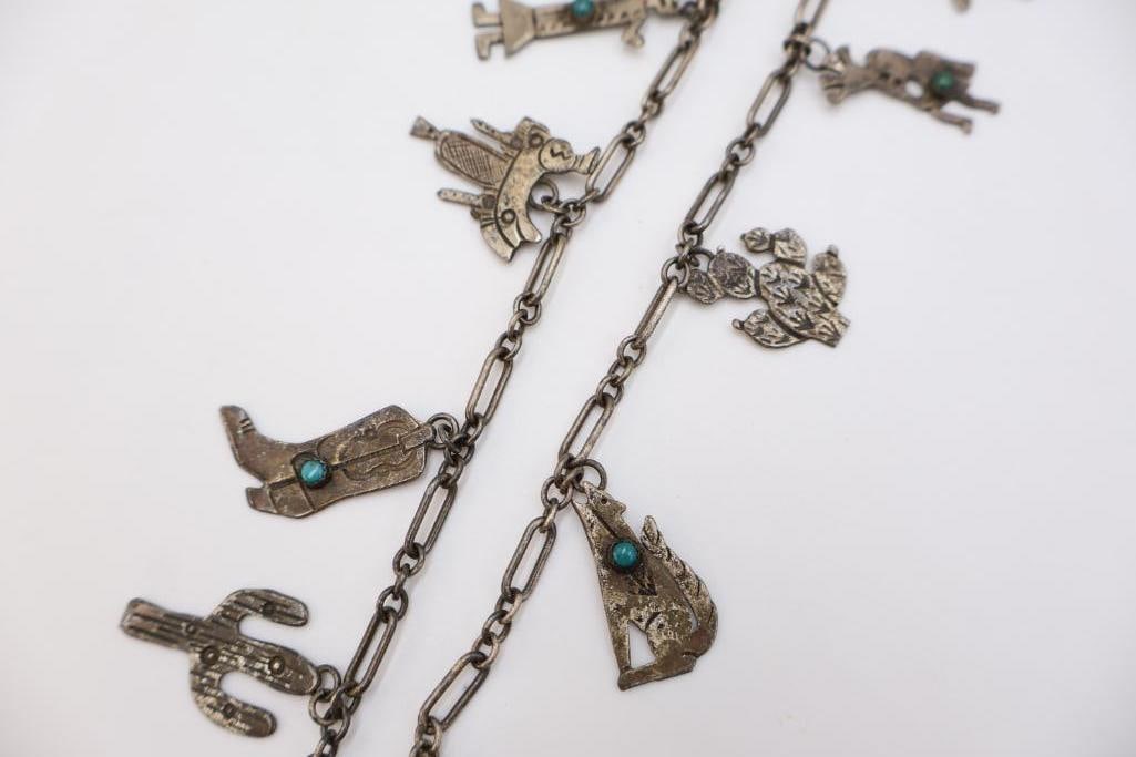 Vintage Western Charm Necklace and Bracelet - 10