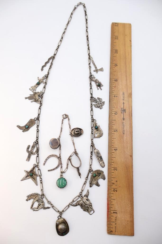 Vintage Western Charm Necklace and Bracelet - 2
