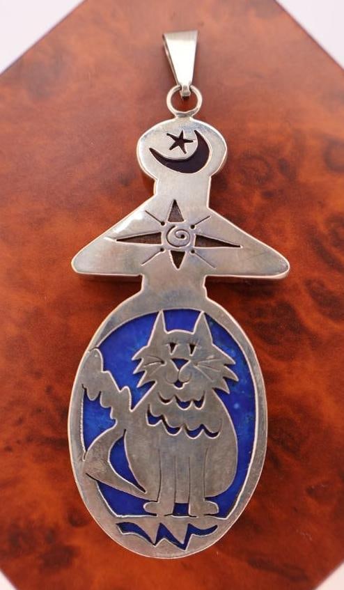 Extra Large Sterling Silver Semi Precious Stone Pendant - 4