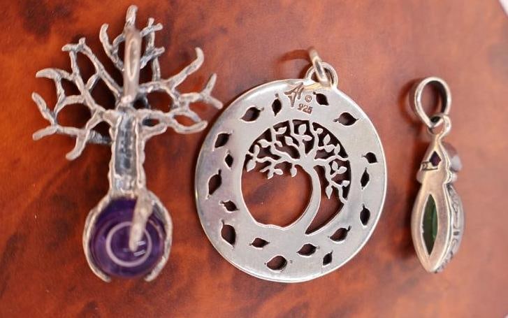 Three Sterling Silver Marked Pendants - 4