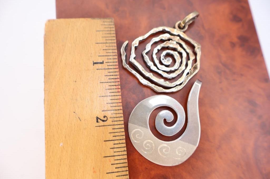 Sterling Silver Large Swirl Pendants - 2