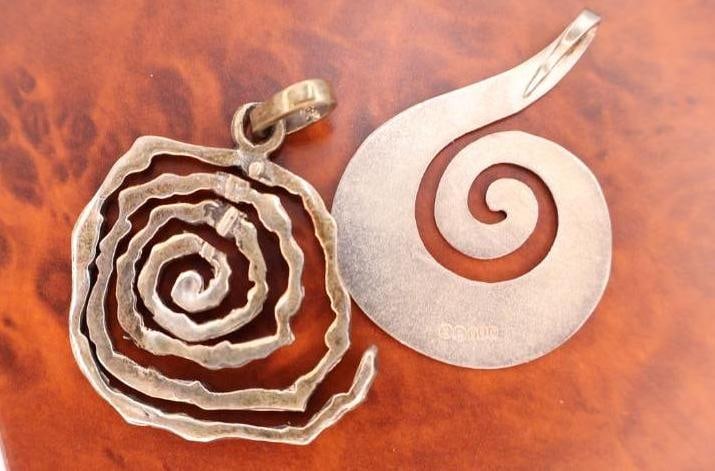 Sterling Silver Large Swirl Pendants - 3