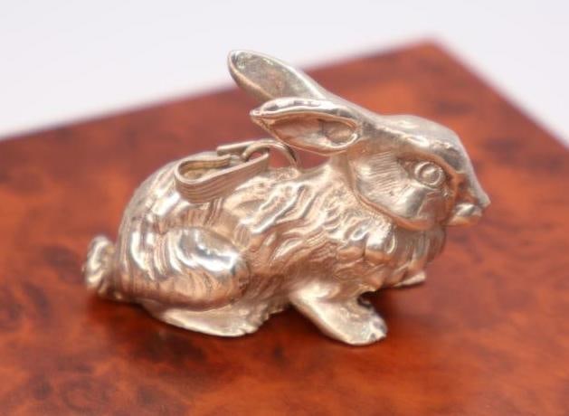 Large Vintage 3D Rabbit Pendant: Marked 925 on bottom, almost 2 inches long