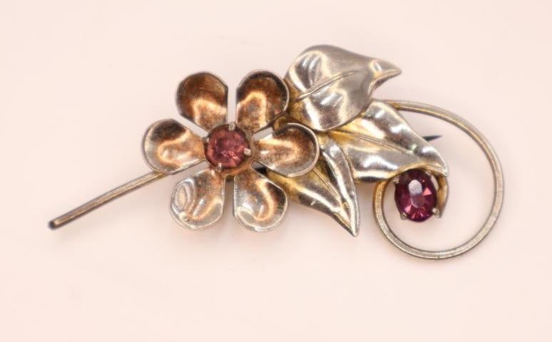 Three Vintage Sterling Silver Floral Brooches - 3