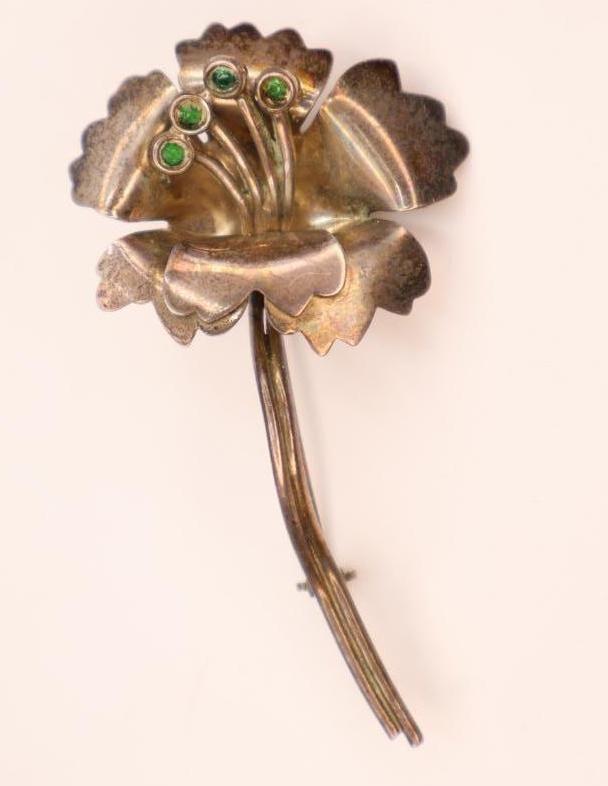 Three Vintage Sterling Silver Floral Brooches - 7