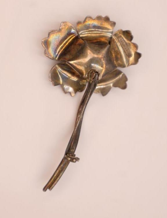 Three Vintage Sterling Silver Floral Brooches - 8