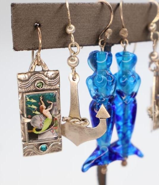 Three Pairs of Mermaid and Anchor Earrings - 2