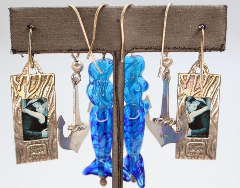Three Pairs of Mermaid and Anchor Earrings - 4