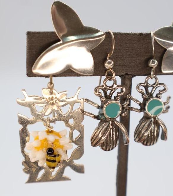Three Pairs of Sterling Silver Earrings - 3