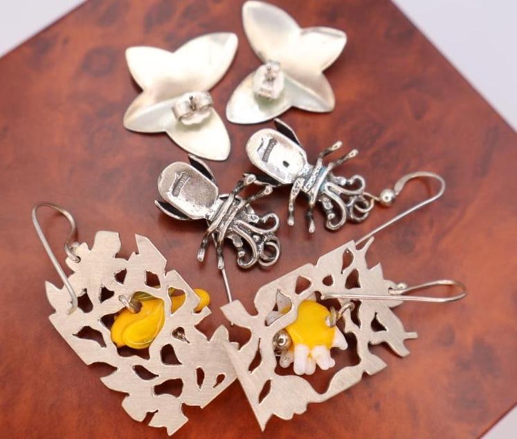 Three Pairs of Sterling Silver Earrings - 6