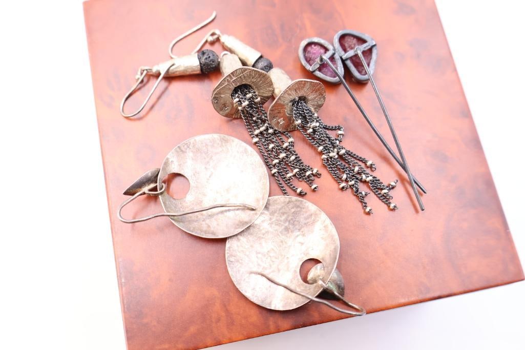 Three Pairs of Sterling Silver Earrings - 4