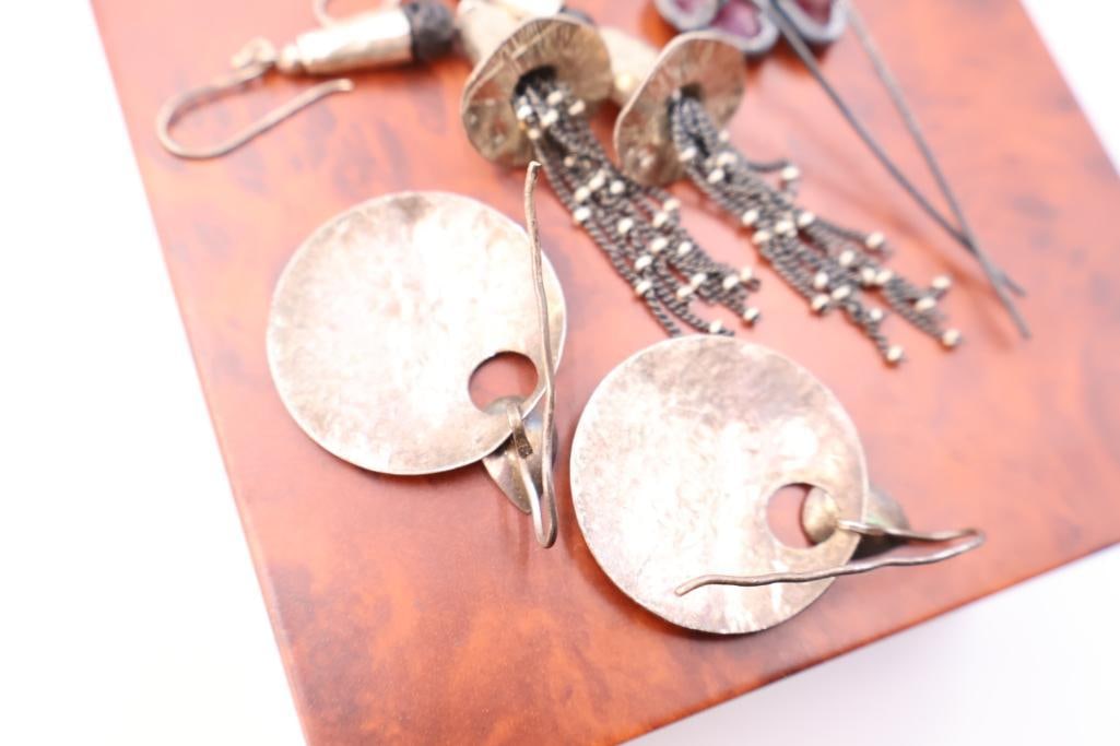 Three Pairs of Sterling Silver Earrings - 5