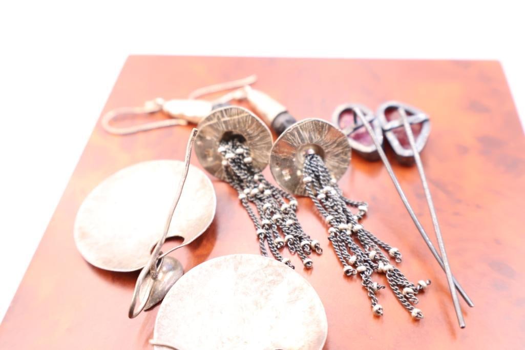 Three Pairs of Sterling Silver Earrings - 6