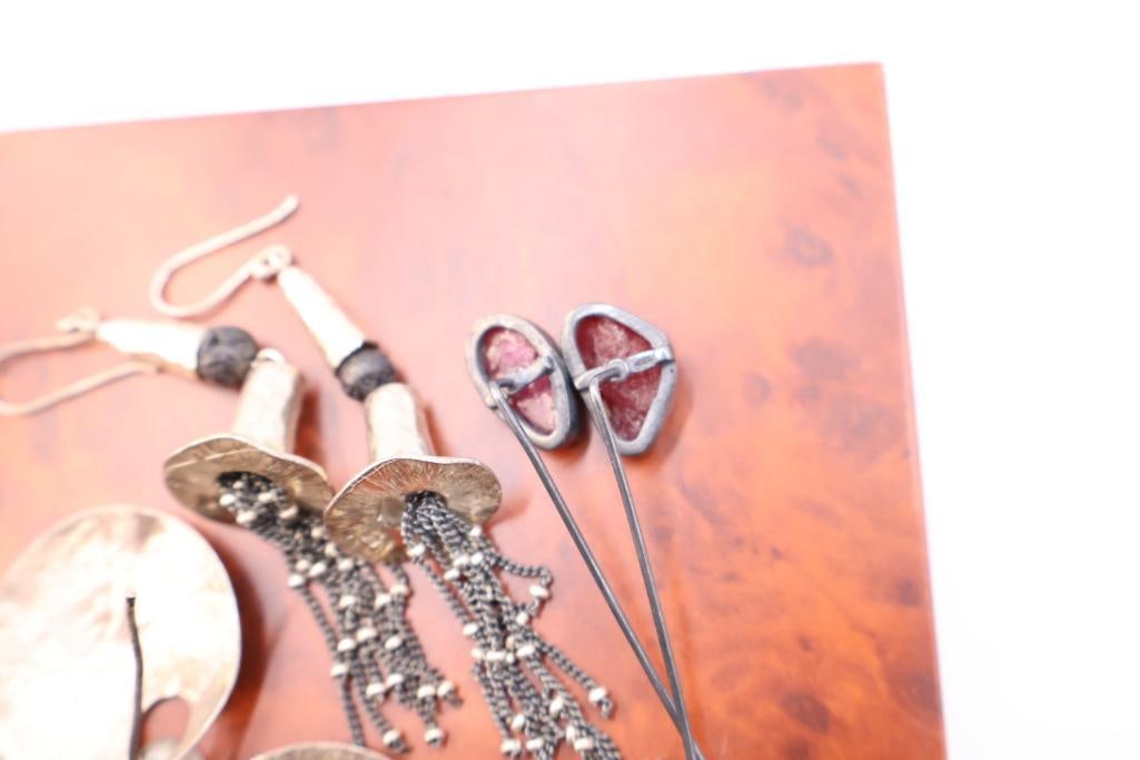 Three Pairs of Sterling Silver Earrings - 7