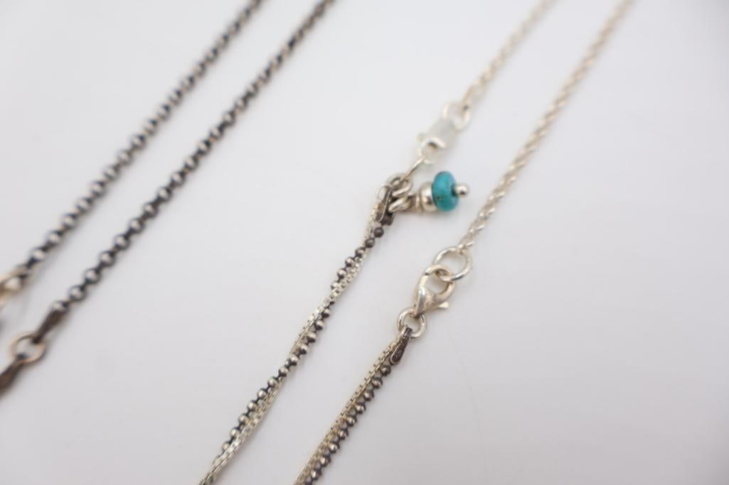 Two Sterling Silver and Mixed Media 'Worn' Necklaces - 5