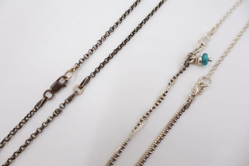 Two Sterling Silver and Mixed Media 'Worn' Necklaces - 6
