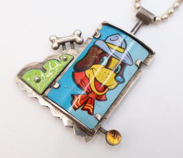Sterling Silver 'Leader of the Pack' Artisan Mixed Media Necklace - 4