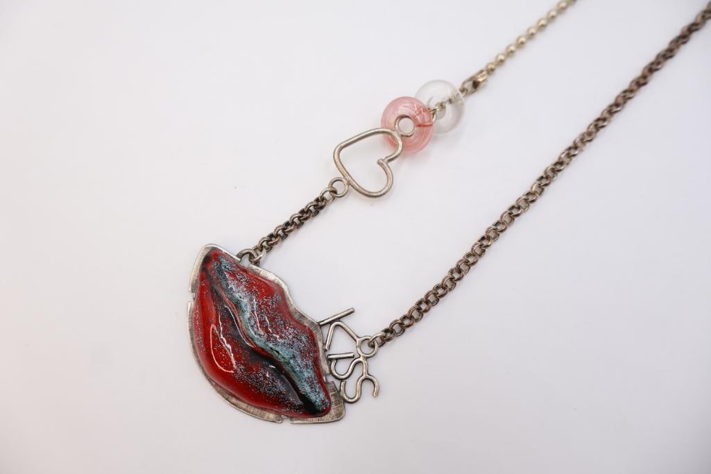 Sterling Silver 'Sweet' Artisan Mixed Media Necklace - 3