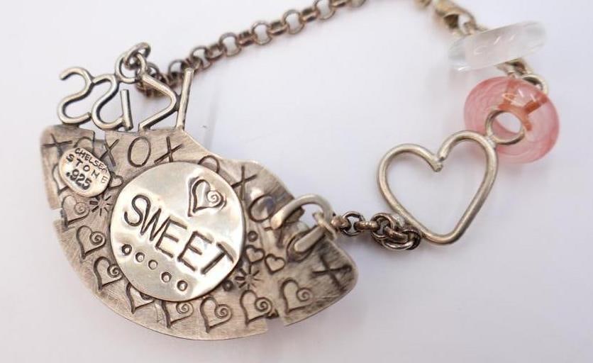 Sterling Silver 'Sweet' Artisan Mixed Media Necklace - 5