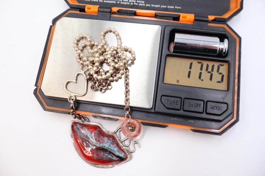 Sterling Silver 'Sweet' Artisan Mixed Media Necklace - 6