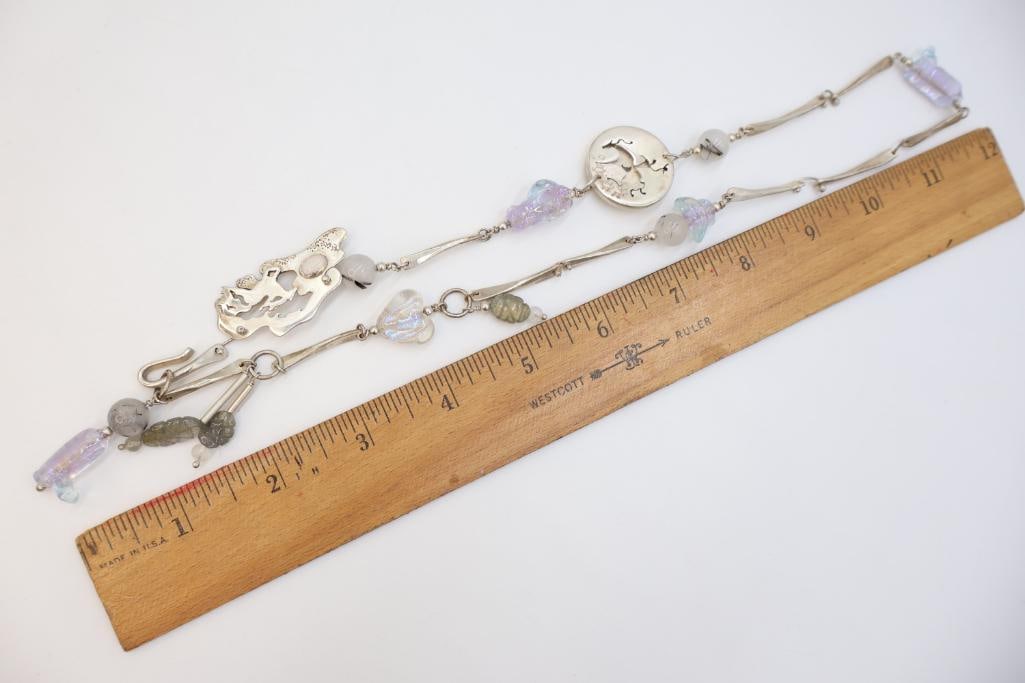 Lovely 'Ghost Riders' Silver and Beaded Necklace - 2