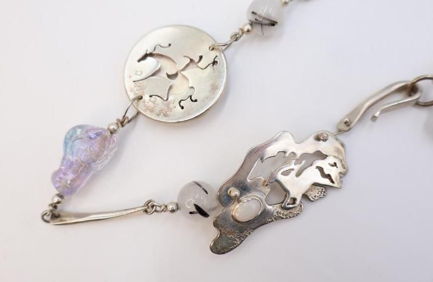 Lovely 'Ghost Riders' Silver and Beaded Necklace - 3