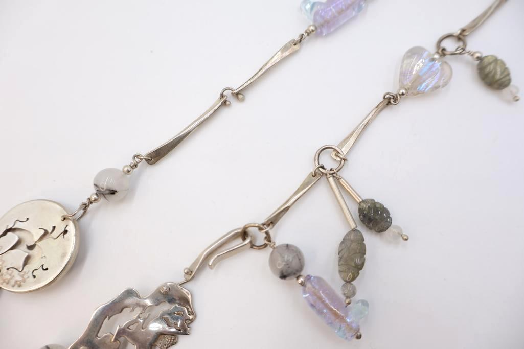Lovely 'Ghost Riders' Silver and Beaded Necklace - 4
