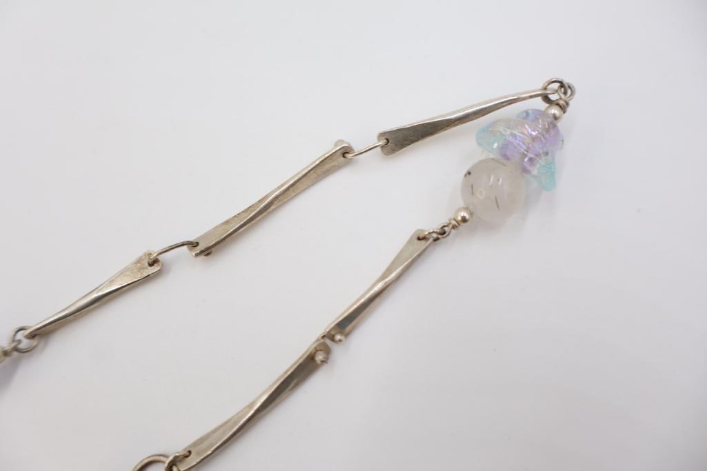 Lovely 'Ghost Riders' Silver and Beaded Necklace - 6
