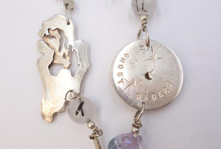 Lovely 'Ghost Riders' Silver and Beaded Necklace - 7