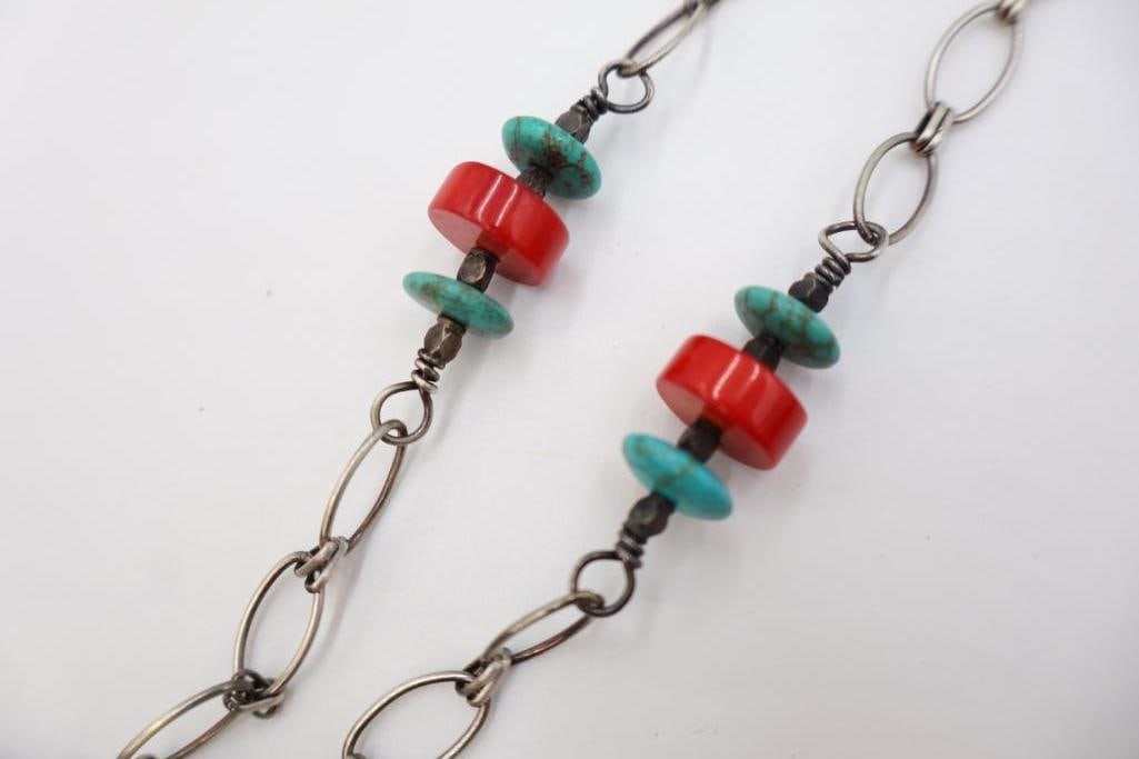 Artisan 'Lucky Horseshoe' Sterling Silver and Mixed Media Necklace - 8