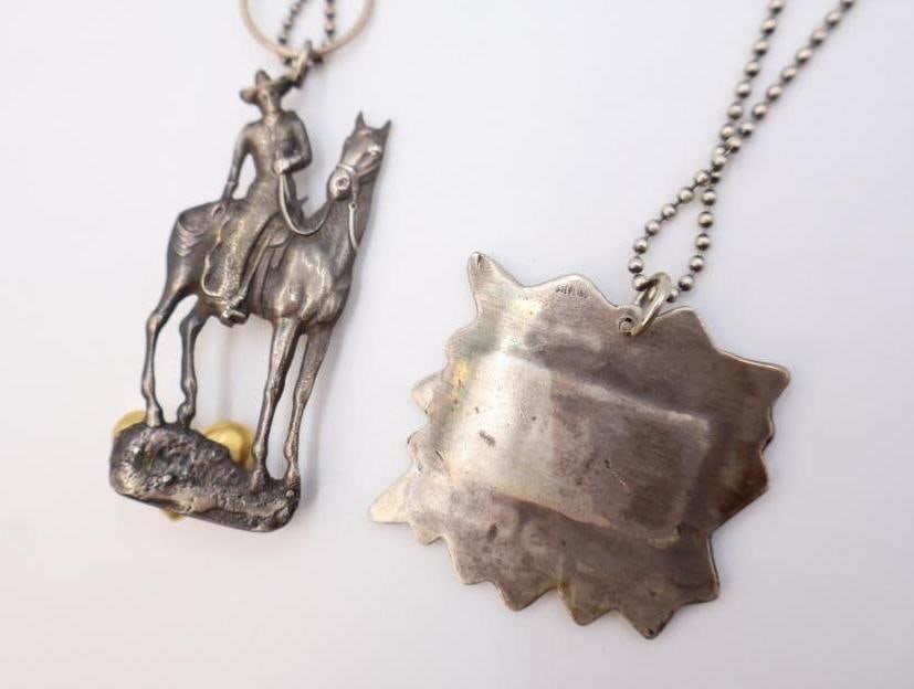 Two Sterling Silver and Mixed Media 'Worn' and 'Not From Around Here' Necklaces - 4