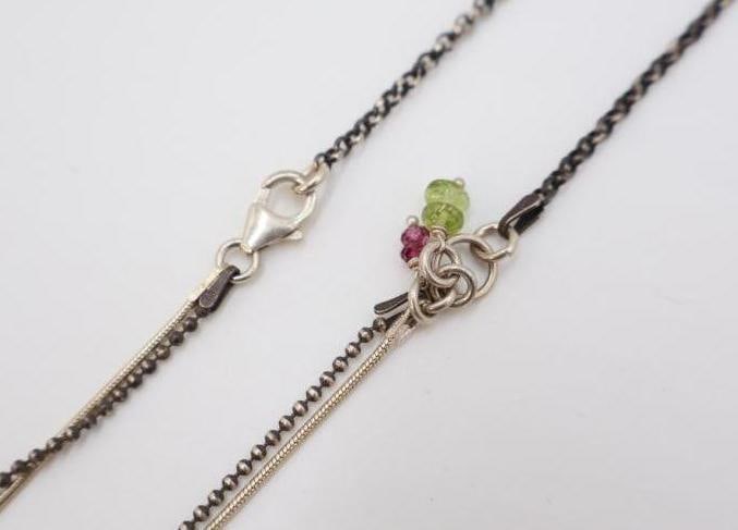 Two Sterling Silver and Mixed Media 'Worn' and 'Not From Around Here' Necklaces - 5
