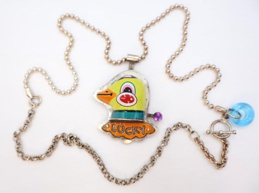 Sterling Silver and Mixed Media 'Lucky Duck' Chelsea Stone Necklace (1 of 8)