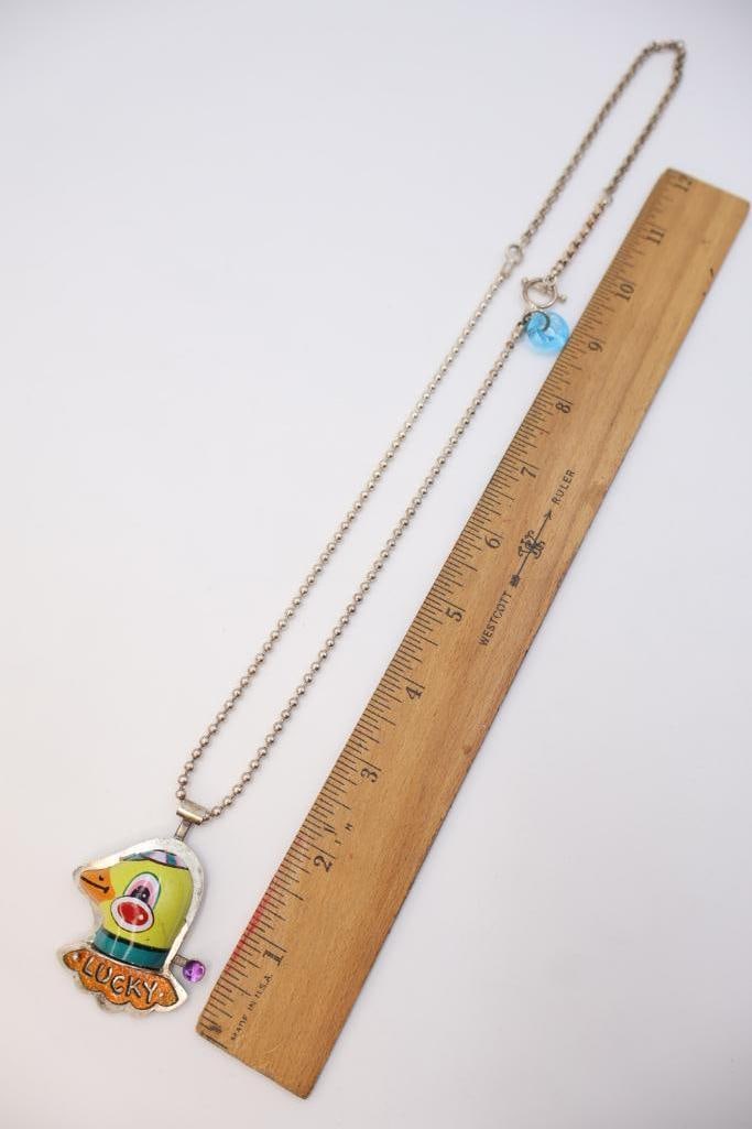 Sterling Silver and Mixed Media 'Lucky Duck' Chelsea Stone Necklace - 3